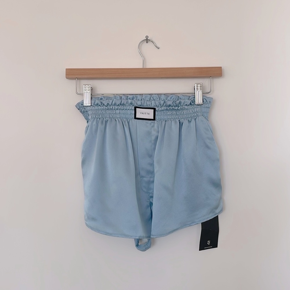 YAITTE 100% Silk Boxer Short XS NWOT Selene Maine Collection Baby Blue